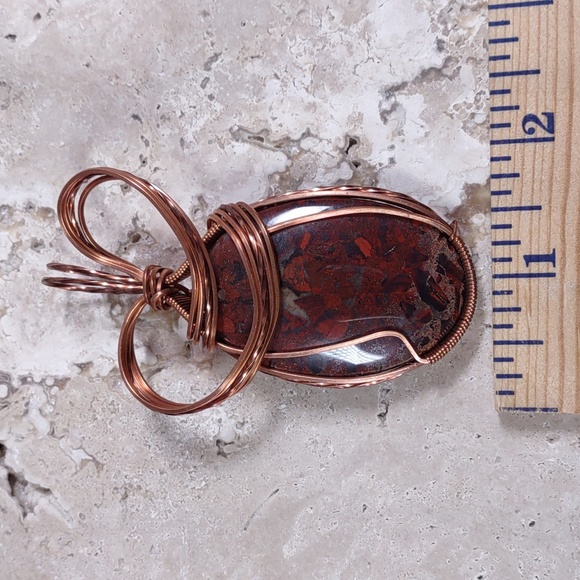 Copper Wire Wrapped Stone Pendant - Picture 3 of 4